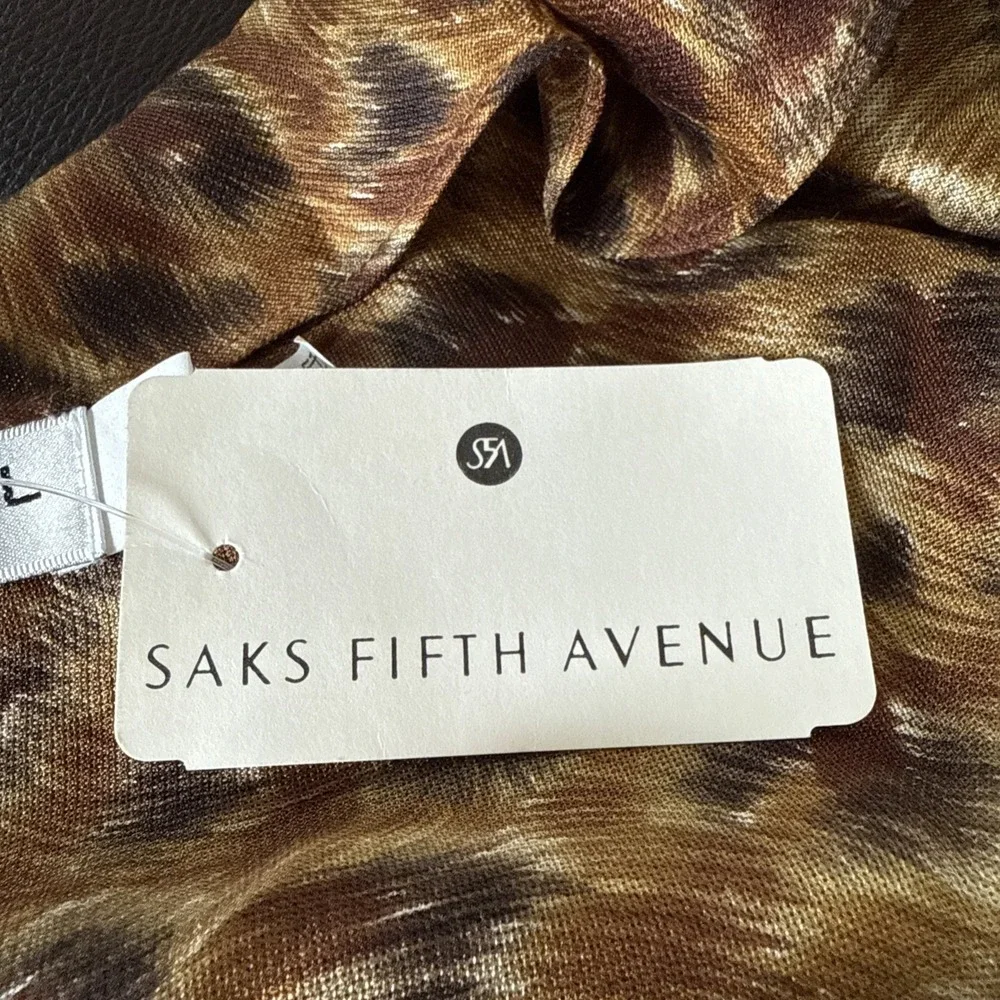 NWT VTG Emanuel Ungaro Silk Scarf Pashmina OS Leopard Brown Saks Fifth Avenue